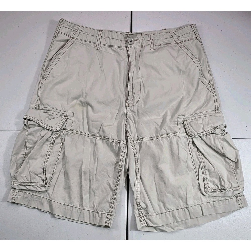 Polo Jeans Co. Cargo Shorts Mens 36 x 13 Beige Utility Hiking Vintage Y2K Baggy